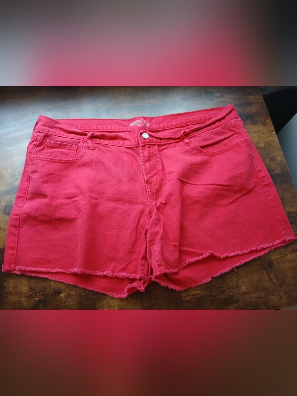 Women’s Old NAVY Red Denim Frayed Hem Shorts